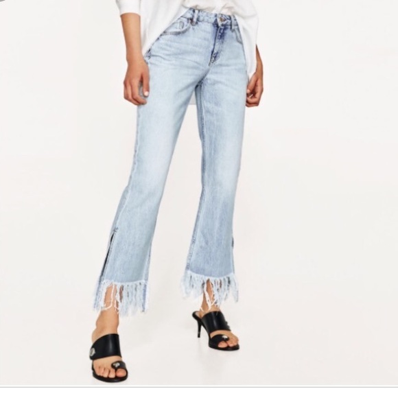Zara Denim - Zara fringe flare denim